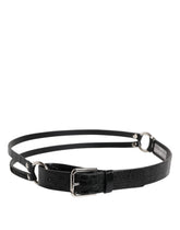 Dolce & Gabbana Black Exotic Leather Metal Logo Buckle Belt